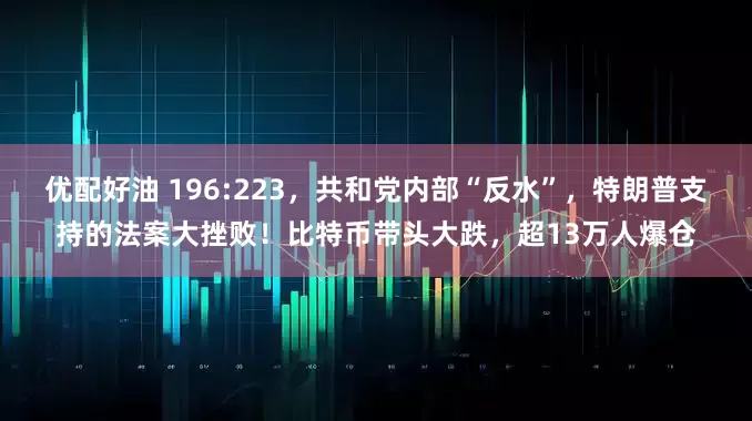 优配好油 196:223，共和党内部“反水”，特朗普支持的法案大挫败！比特币带头大跌，超13万人爆仓